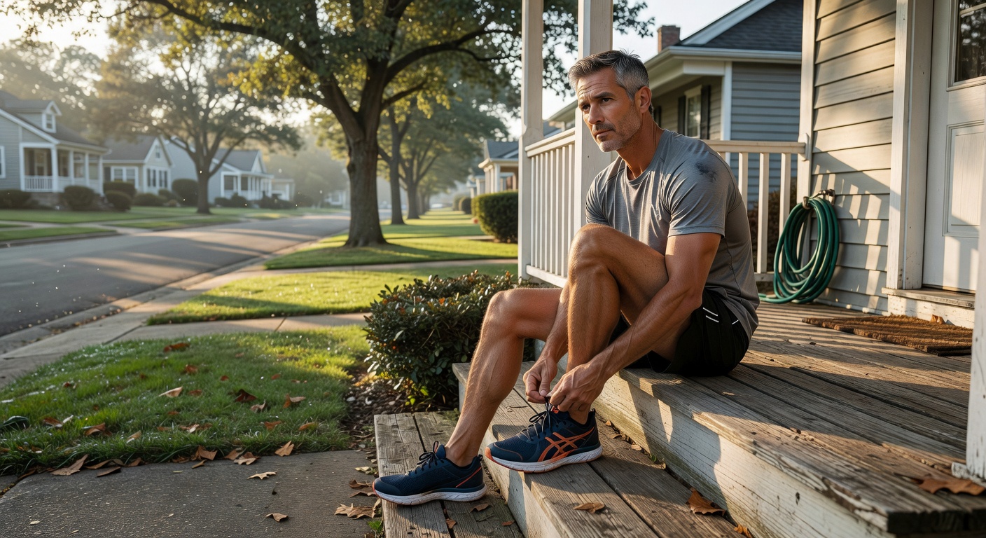 Patient lacing up running shoes